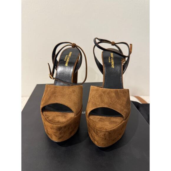 SAINT LAURENT JODIE PLATFORM SANDALS IN SUEDE LAND BNIB 39.5 - Picture 3 of 9